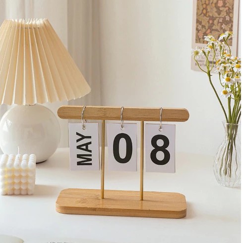 Modern Minimalist Decorative Office Desk Calendar Handcrafted Wood MS3 [CMART_CONVENIENT HOUSEHOLD APPLIANCES]