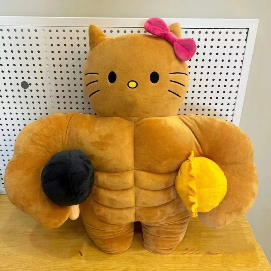 Uuoeebb Plush Toy Funny Muscle Cat