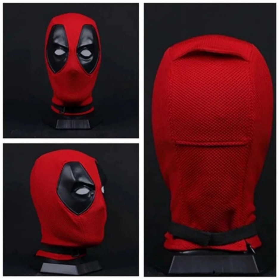 Deadpool 3 Wade Wilson Mask Men Cosplay Prop Red Full Mask Halloween High Quality Perspective Breathable Knitted Helmet