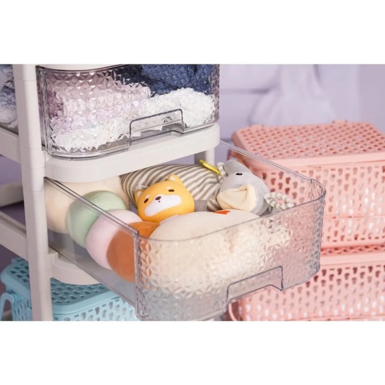 3T push shelf, high-quality, sturdy 3-tier multi-purpose push shelf with wheels