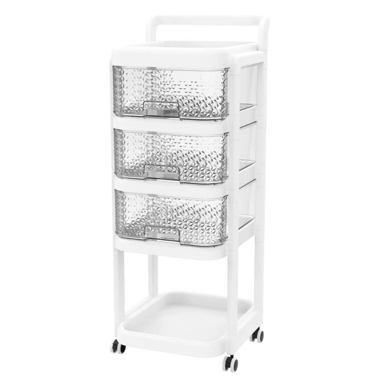 3T push shelf, high-quality, sturdy 3-tier multi-purpose push shelf with wheels