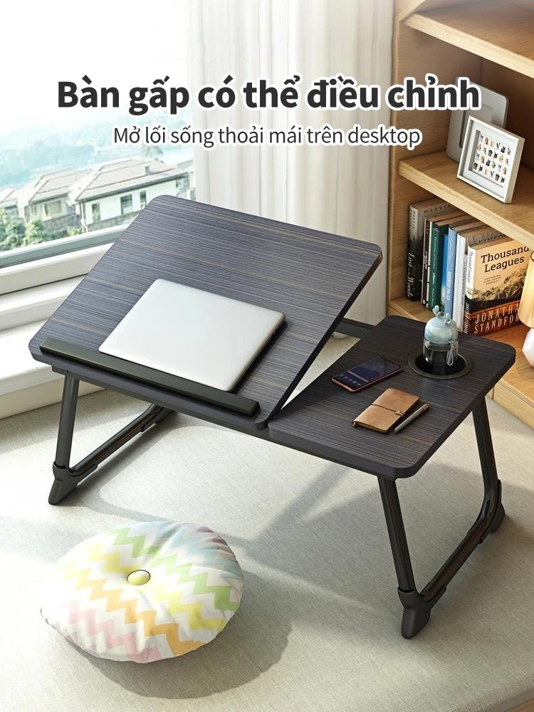 ICON Folding Work & Study Desk - 5 Levels of Adjustment, Cup Holder, Multi-Functional Design for Laptops and Books