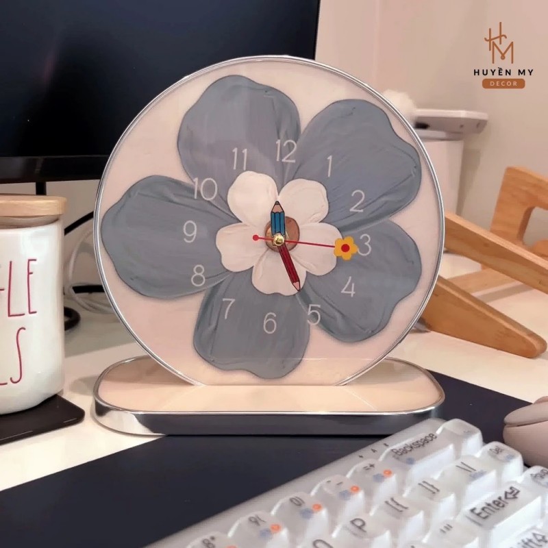Cute Small Doomi Desk Clock Painting, Decor for Study Corner, Work Corner, Unique Gift Huyen My Decor