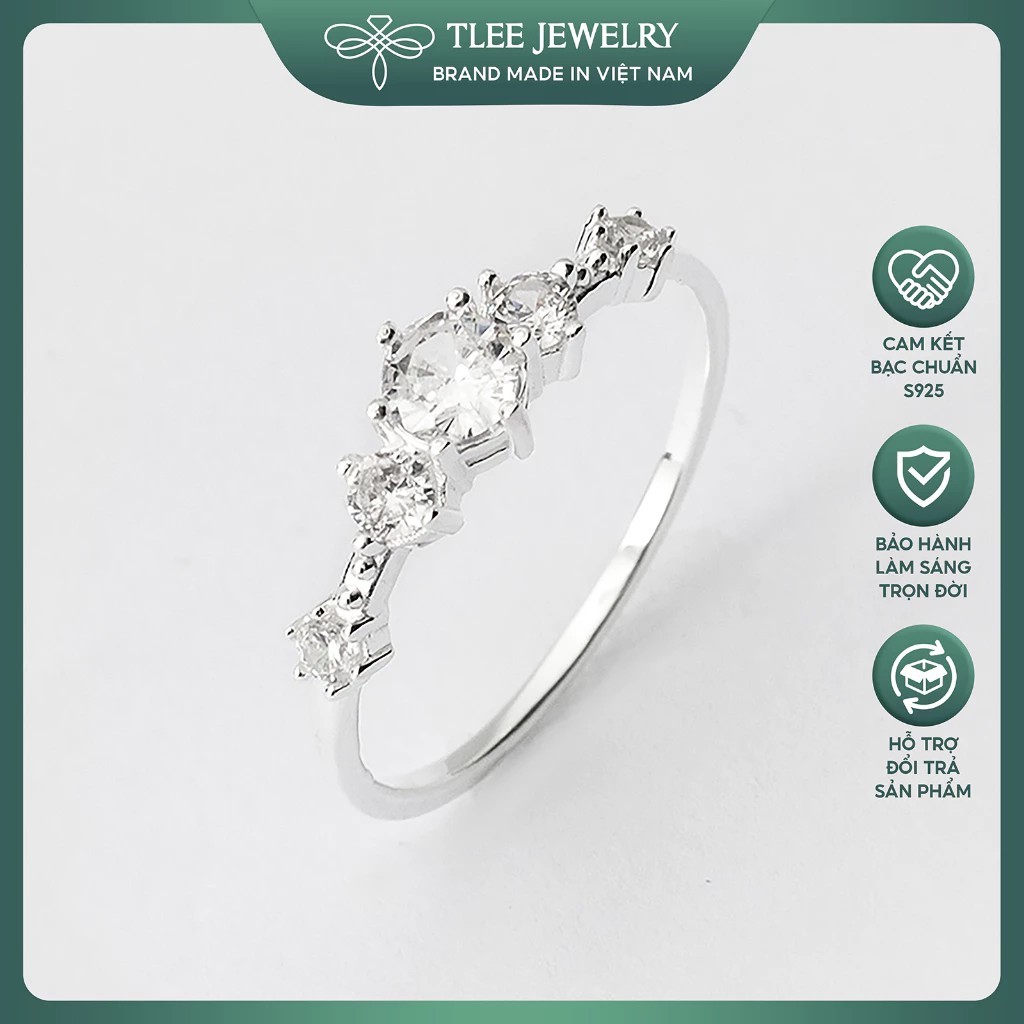 TLEE Snow Princess silver ring for women with sparkling stones TLEE JEWELRY A0156 A0163