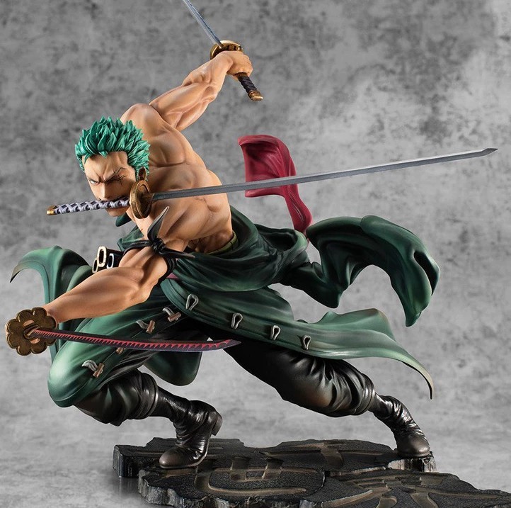 Onepiece model - Zoro running large size 18cm - [With purple haki + 2 heads]