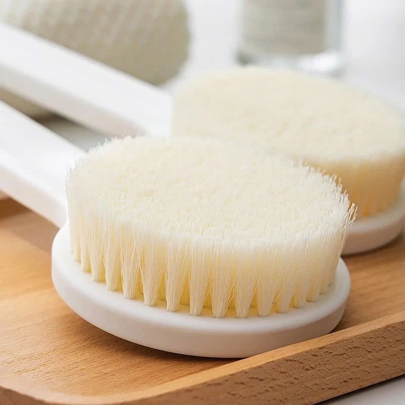Super Soft Exfoliating Back Scrubber Long Handle, Gentle Full Body Back Scrubbing Bath Brush