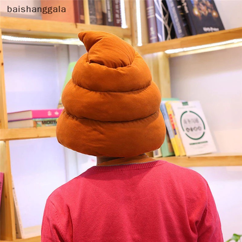Baishanggala Creative Cute Shit Shape Plush Hat Funny Stuffed Toy Fake Poop Full Headwear ADS