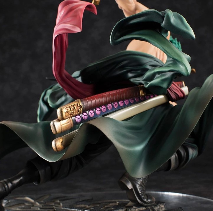 Onepiece model - Zoro running large size 18cm - [With purple haki + 2 heads]