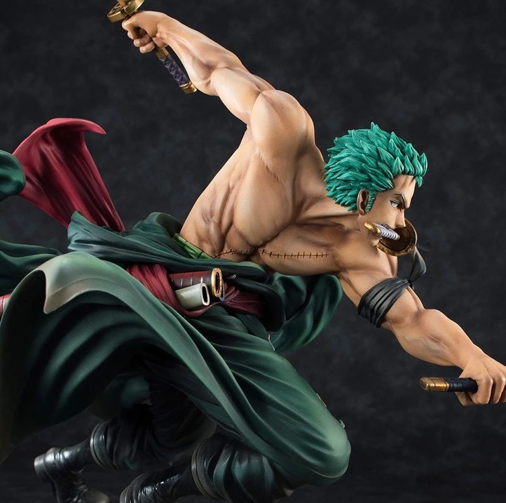 Onepiece model - Zoro running large size 18cm - [With purple haki + 2 heads]