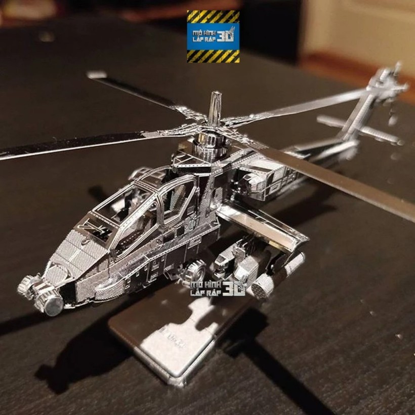 3D Metal Model Assembled AH-64 Apache Attack Helicopter US Army [Unassembled]