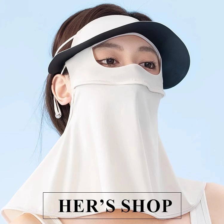 Full Face and Neck Sunscreen Mask with Integrated UPF50+ Hat Brim Effectively Protects Against UVA/UVB Rays