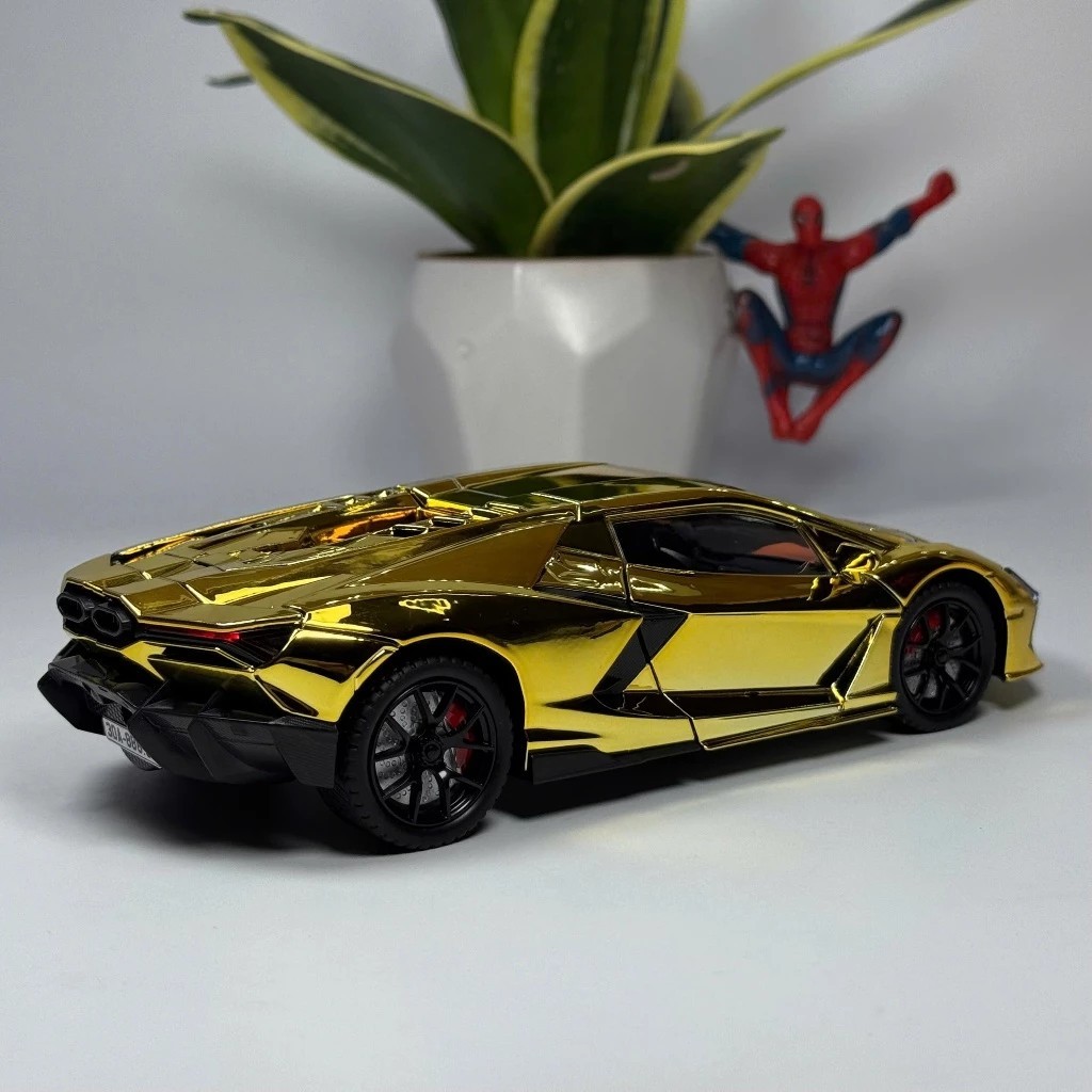 Lamborghini Ghini Revuelto 1:24 scale metal supercar model with steering wheel. Free VIP license plate