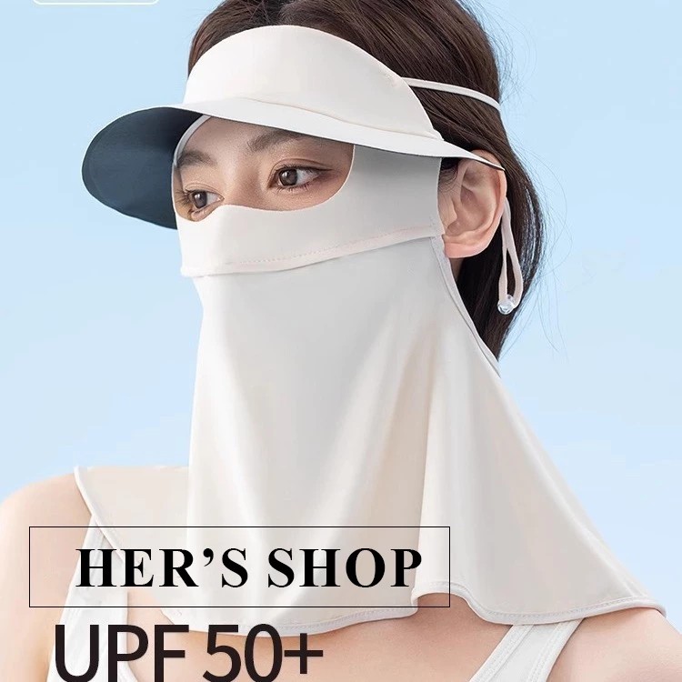 Full Face and Neck Sunscreen Mask with Integrated UPF50+ Hat Brim Effectively Protects Against UVA/UVB Rays