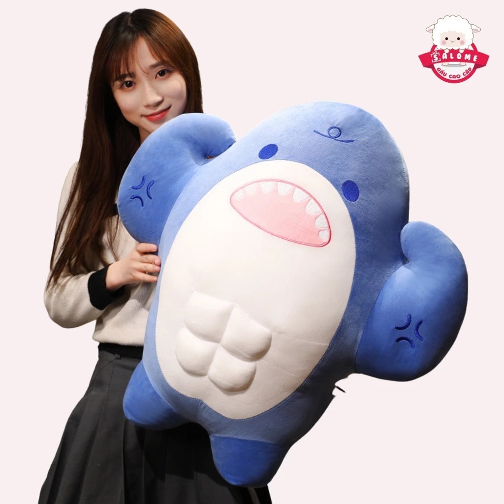 Big Cute Blue Shark Teddy Bear With Abs And Muscles SALOME HCMC, High-end Gift