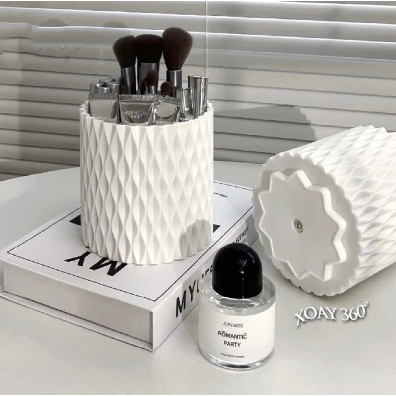 Makeup Brush Holder with 5 Compartments (3D WAVE) Design, High-end Multi-Function Desktop Box