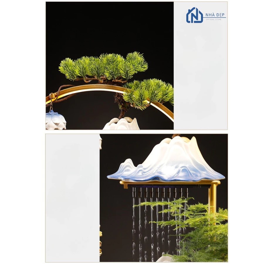 Feng Shui waterfall, lucky deer statue, home landscape decoration, office decoration