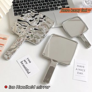 Ánh sáng rực rỡ, làm chủ!Gương trang điểm cầm tay mạ điện, Đồng hành thời trang trang trang điểm tinh tế