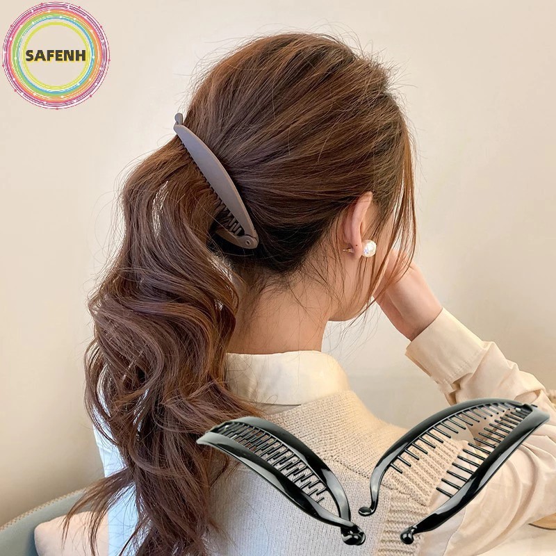 Safenh Fashion Fish Shape Hair Claw Simple Solid Color Banana Hair Clip For Women Girls Wave Comb Hair Clip Braided Clip VN