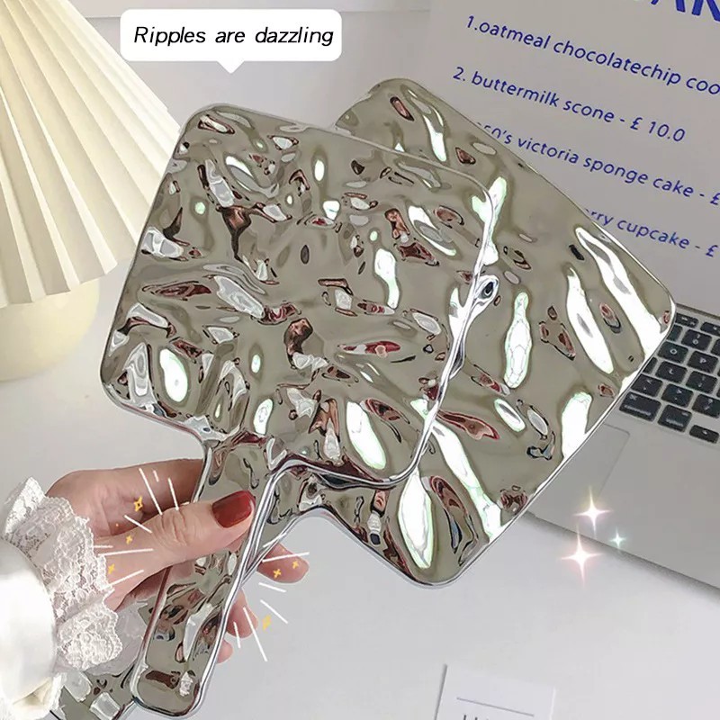 Brilliant light, master! Electroplated portable makeup mirror, exquisite makeup fashion companion