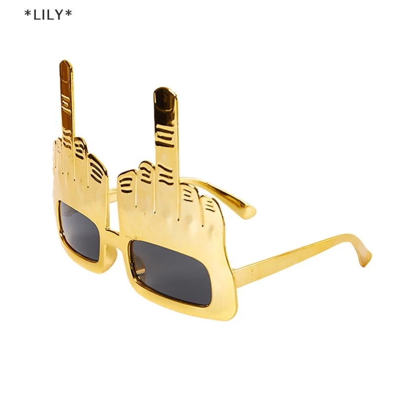 LILY Creative vertical middle finger side glasses props decoration fun Sunglasses uuu
