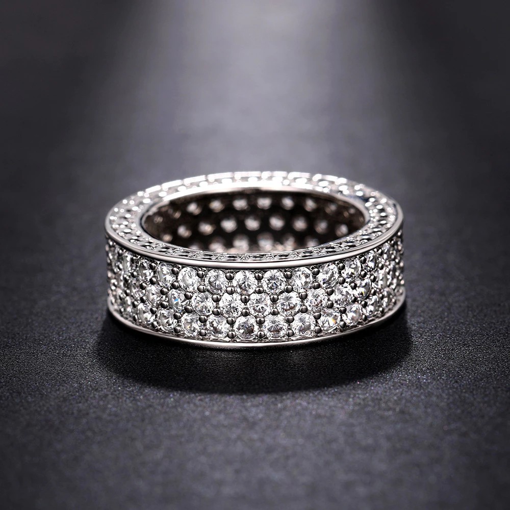 Hiphop ring with 3 rows of CZ stones v1 MAMA KING N7