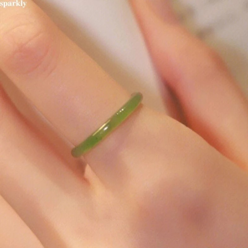 Green tea green plum jade ring for women Niche Prime Ring Fashion Unique antique ring