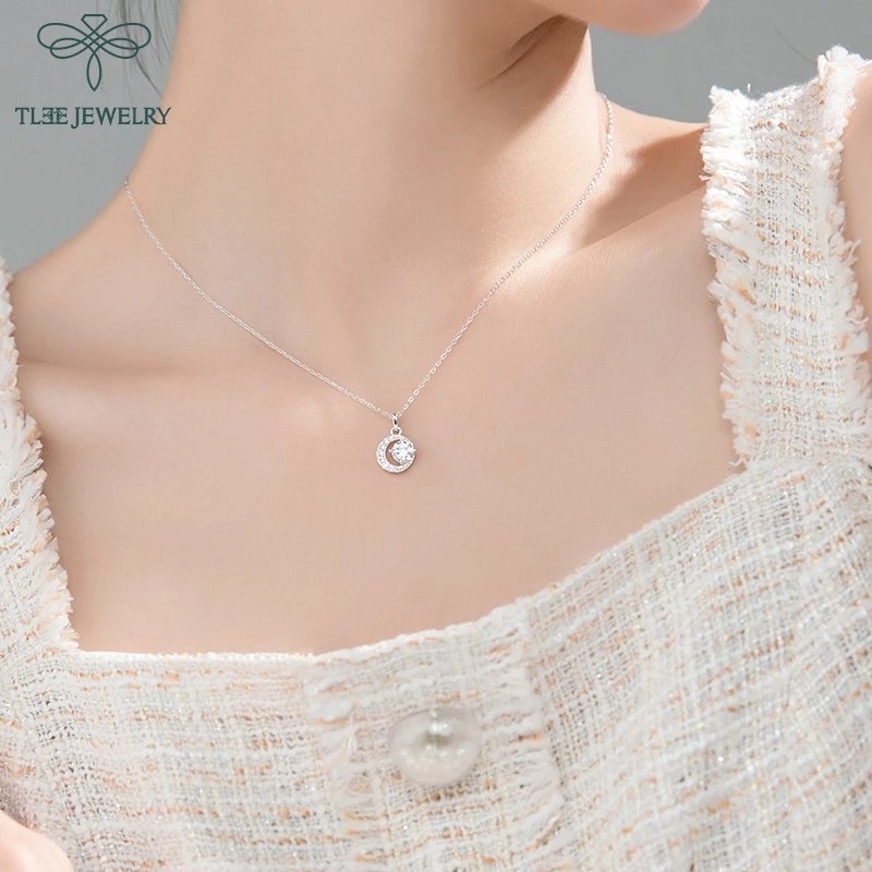 TLEE moon silver necklace for women with high-class stones TLEE JEWELRY D0128