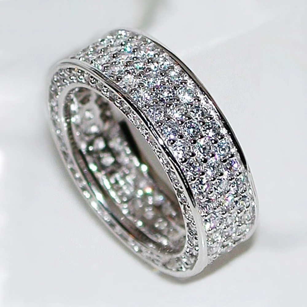 Hiphop ring with 3 rows of CZ stones v1 MAMA KING N7