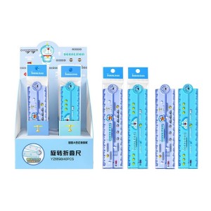 30cm foldable student ruler made of flexible plastic with Doraemon pattern to help measure/draw angles for children to use at home/take to school