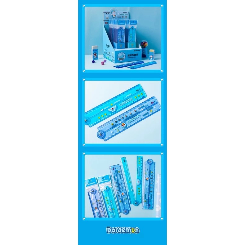 30cm foldable student ruler made of flexible plastic with Doraemon pattern to help measure/draw angles for children to use at home/take to school